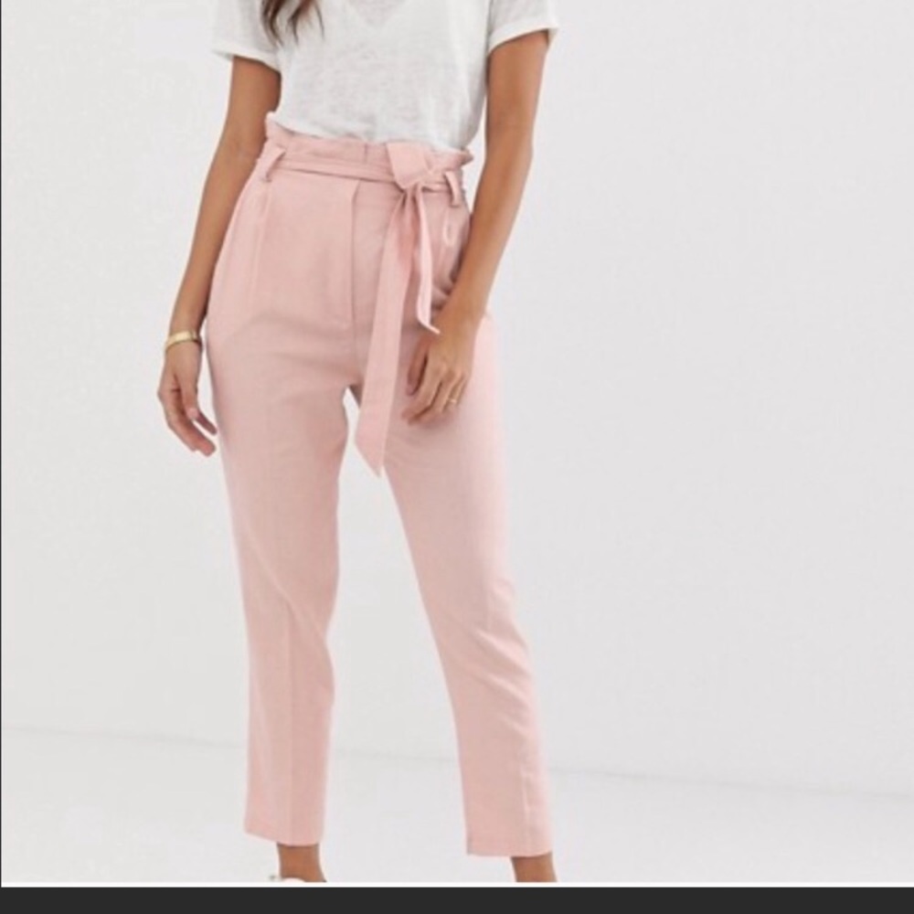 Express pink paper bag pants size small